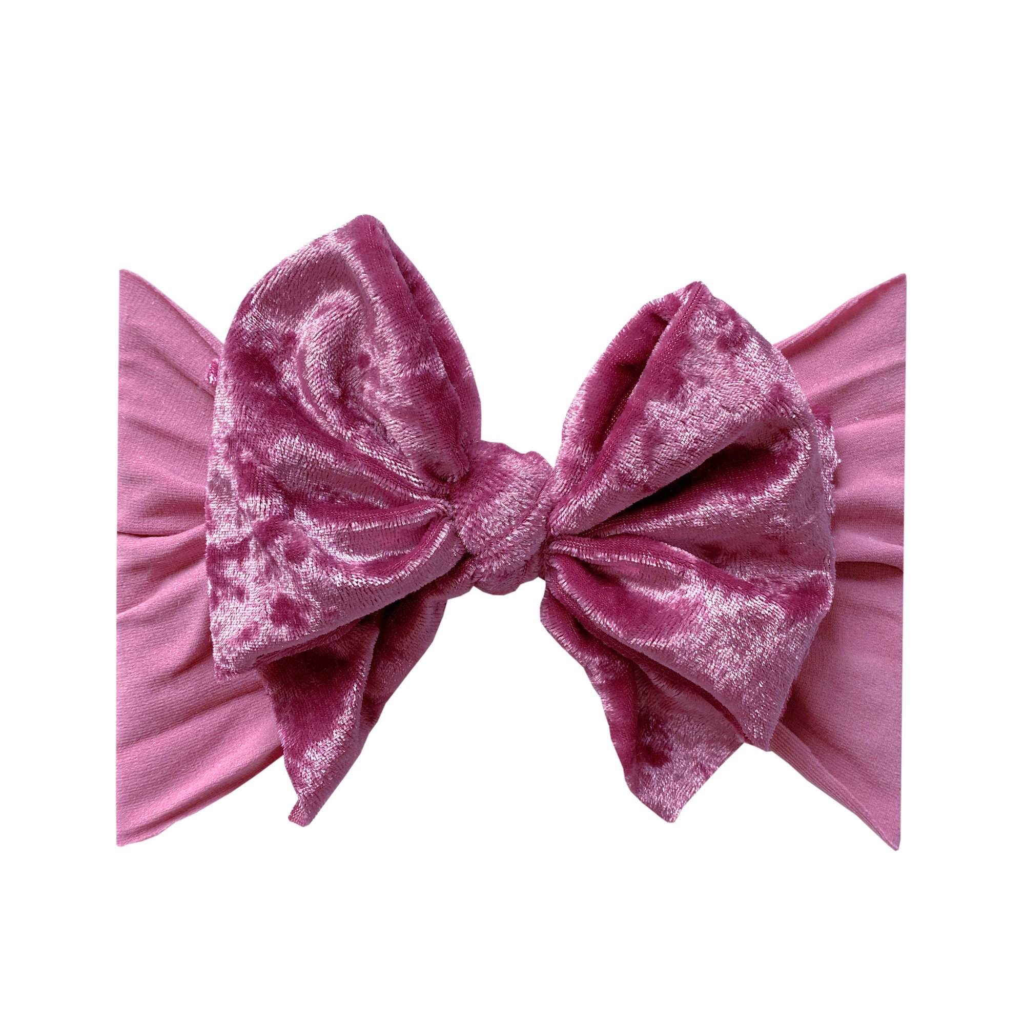 VELVET FAB: crushed mauve-Baby Bling Bows