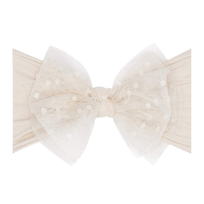 Soft Nylon/Spandex Headband Tulle FAB-BOW-LOUS One Size: oatmeal-Baby Bling Bows