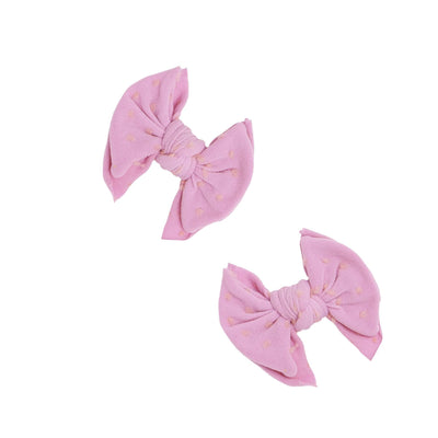 2 Pack Spandex/Nylon Baby Shab Clips One Size: frosting w/ pink dot-Baby Bling Bows