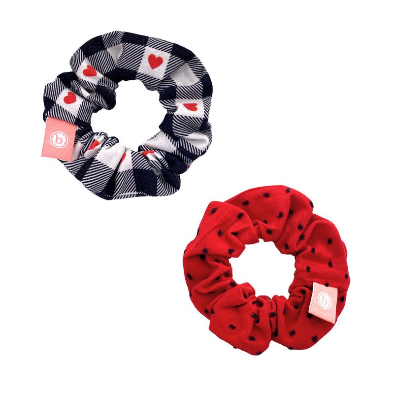 2PK SCRUNCHIE SET: plaid heart