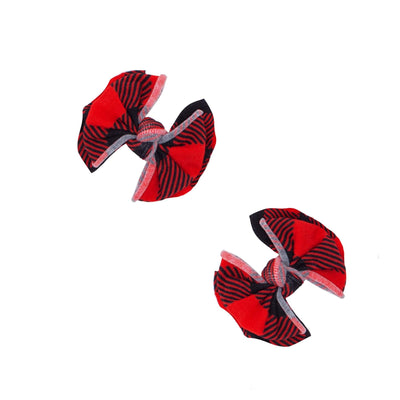 2 Pack Printed Soft Nylon Baby Fab Clips: lumberjack-Baby Bling Bows
