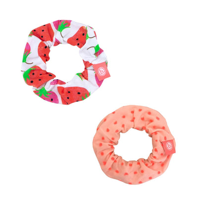 2PK SCRUNCHIE SET: berry patch / tropical peach neon dot