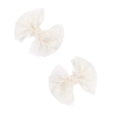 2 Pack Soft Tulle Baby Fab Clips: oatmeal-Baby Bling Bows
