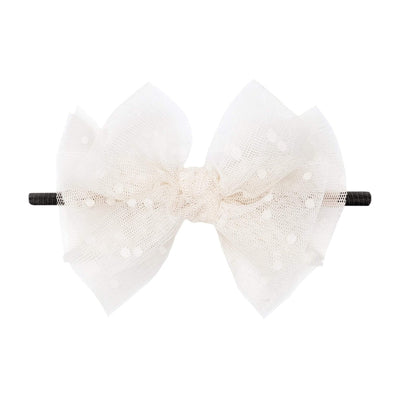 Soft Nylon Skinny Headband Tulle FAB-BOW-LOUS One Size: black/oatmeal-Baby Bling Bows