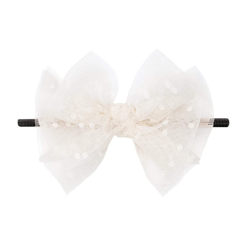 Soft Nylon Skinny Headband Tulle FAB-BOW-LOUS One Size: black/oatmeal-Baby Bling Bows