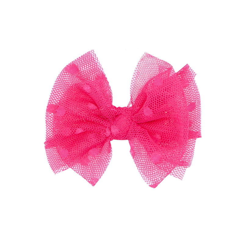 Tulle - White Bow Clip Large / Alligator Clip