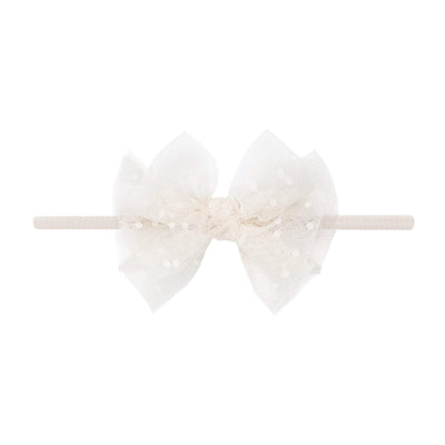 Soft Nylon Skinny Headband Tulle LIL FAB-BOW-LOUS One Size: oatmeal-Baby Bling Bows