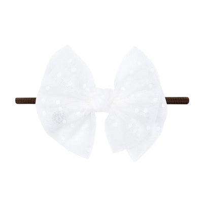 Soft Nylon Skinny Headband Tulle FAB-BOW-LOUS One Size: brown/white-Baby Bling Bows