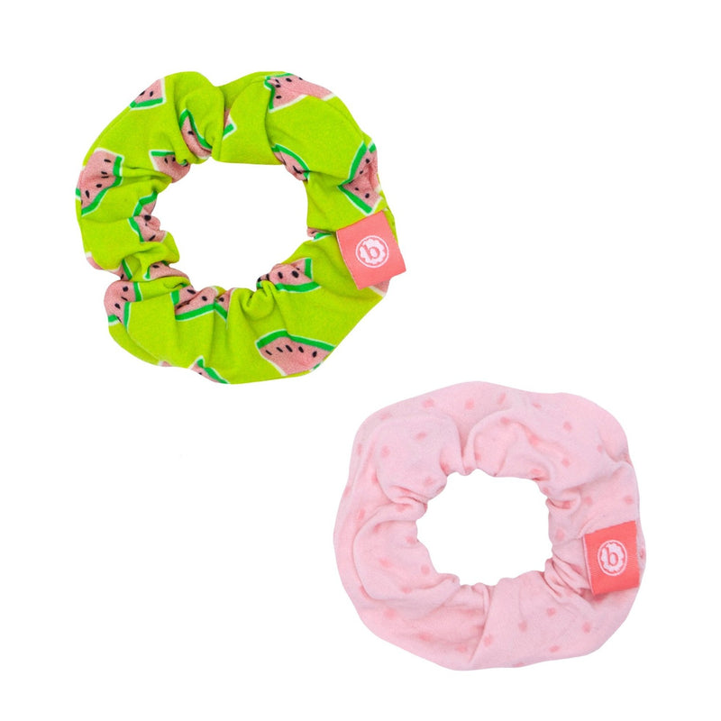 2PK SCRUNCHIE SET: tart melon / pink & pink dot