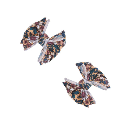 2 Pack Printed Soft Nylon Baby Fab Clips: marigold-Baby Bling Bows