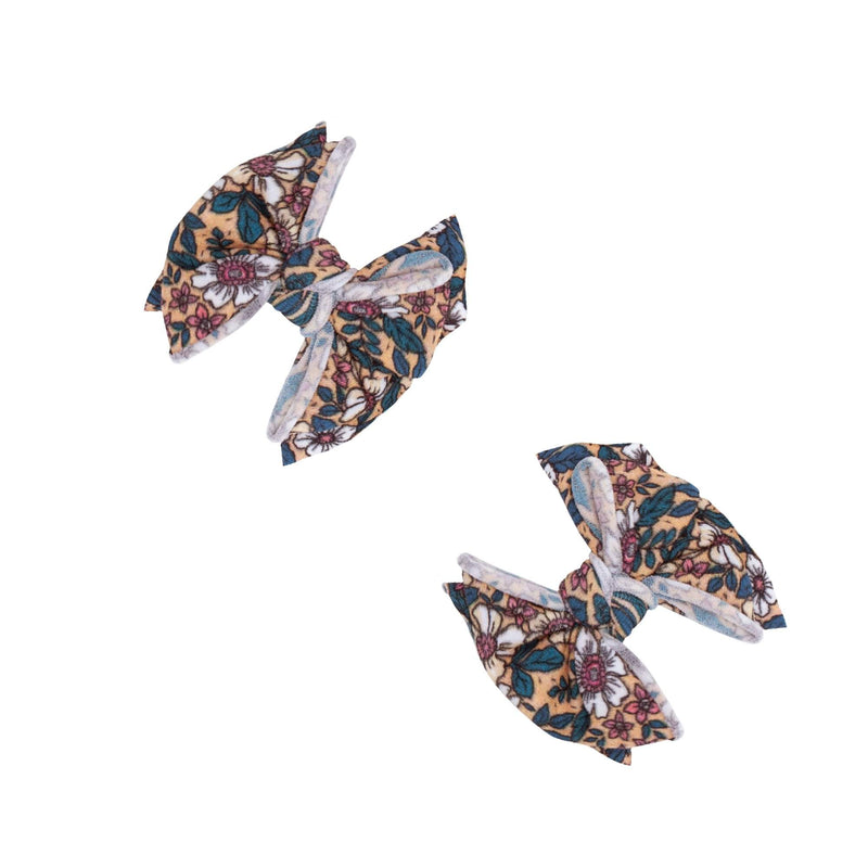 2 Pack Printed Soft Nylon Baby Fab Clips: marigold-Baby Bling Bows