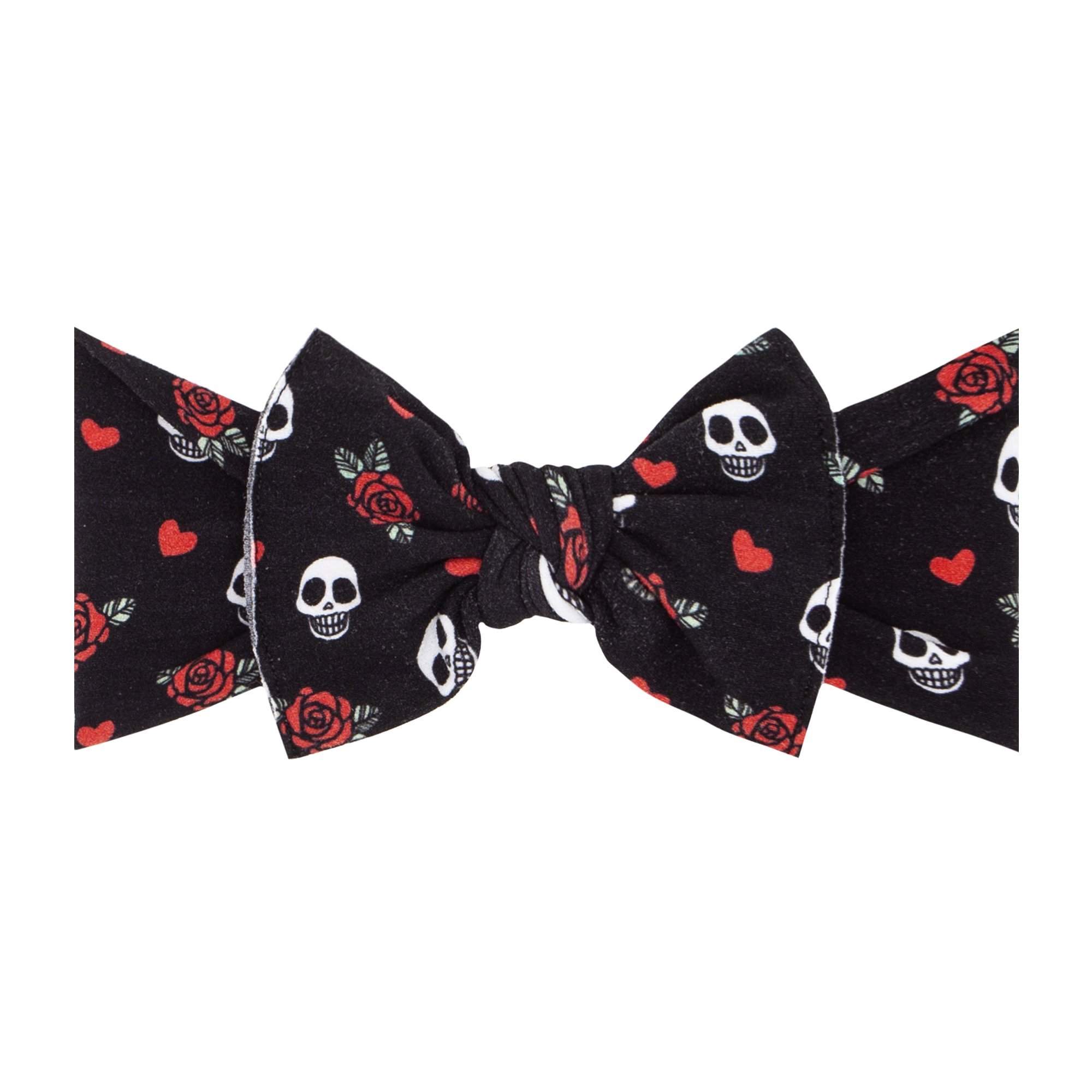 Soft Printed Nylon Headband One Size: skull n rose-Baby Bling Bows