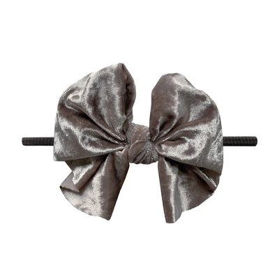Soft Nylon Skinny Headband Velvet FAB-BOW-LOUS One Size: black/crushed mushroom-Baby Bling Bows