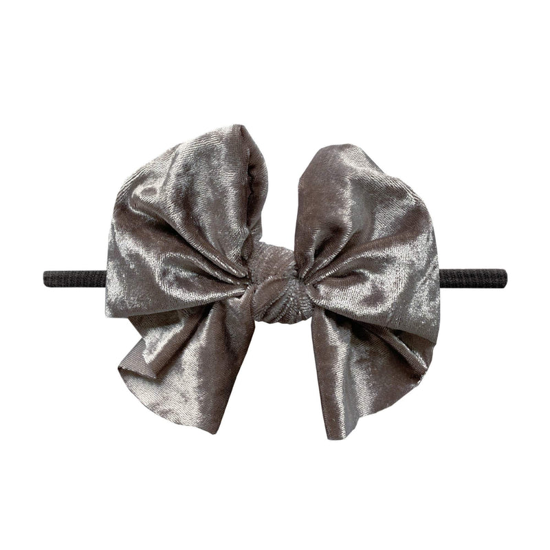 Soft Nylon Skinny Headband Velvet FAB-BOW-LOUS One Size: black/crushed mushroom-Baby Bling Bows