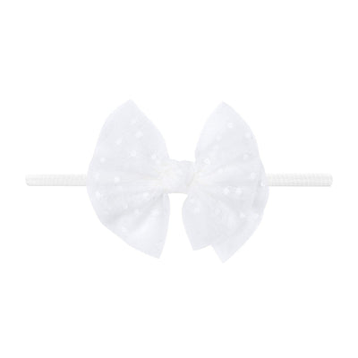 Soft Nylon Skinny Headband Tulle LIL FAB-BOW-LOUS One Size: white-Baby Bling Bows