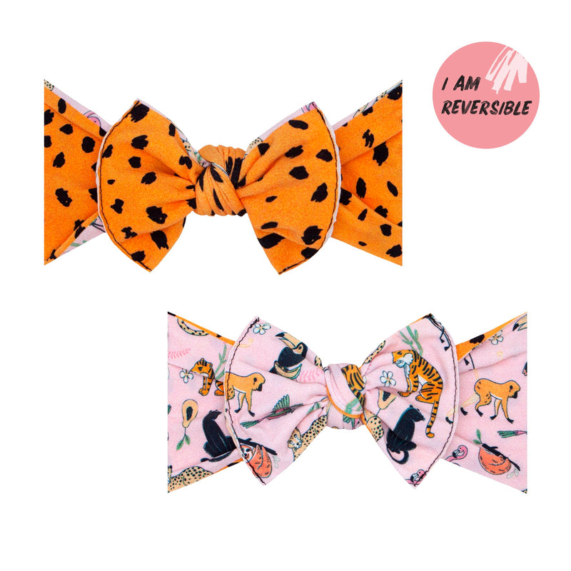 PRINTED KNOT REVERSE-A-BOW: zoo /  cheetah
