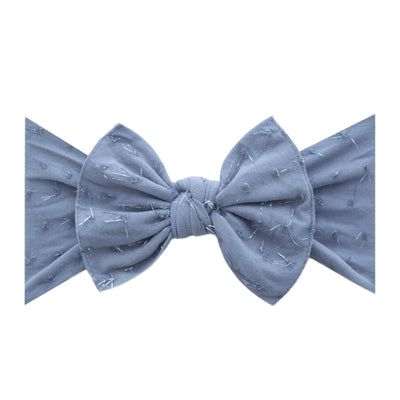 PATTERNED TINSEL KNOT: seal metallic silver dot LE-Baby Bling Bows