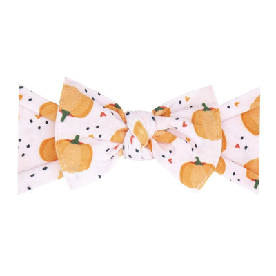 PRINTED KNOT: pumpkin-Baby Bling Bows