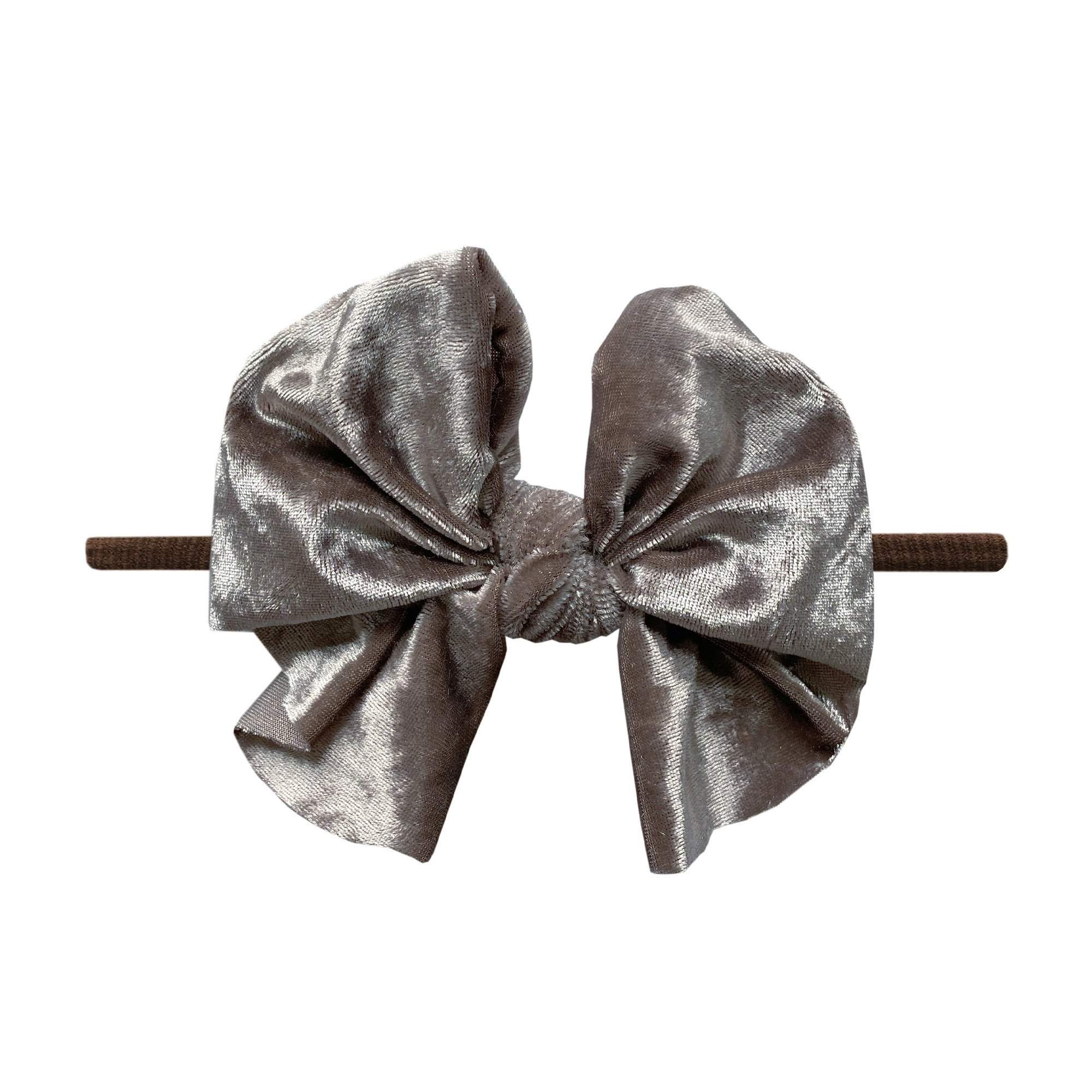 Soft Nylon Skinny Headband Velvet FAB-BOW-LOUS One Size: brown/crushed mushroom-Baby Bling Bows