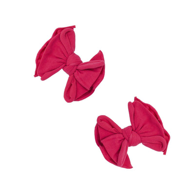 2 Pack Spandex/Nylon Baby Fab Clips One Size: cranberry-Baby Bling Bows