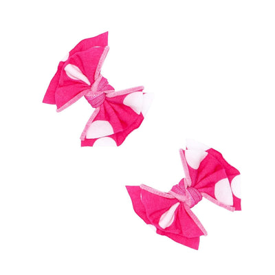 2 Pack Printed Soft Nylon Baby Fab Clips: hot pink polka dot-Baby Bling Bows