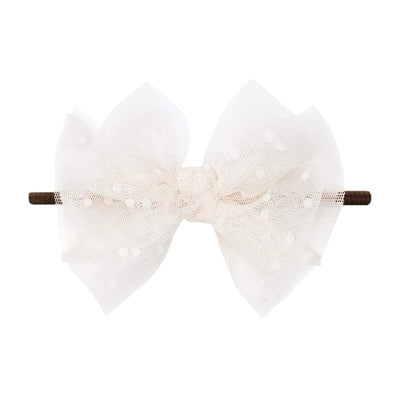 Soft Nylon Skinny Headband Tulle FAB-BOW-LOUS One Size: brown/oatmeal-Baby Bling Bows