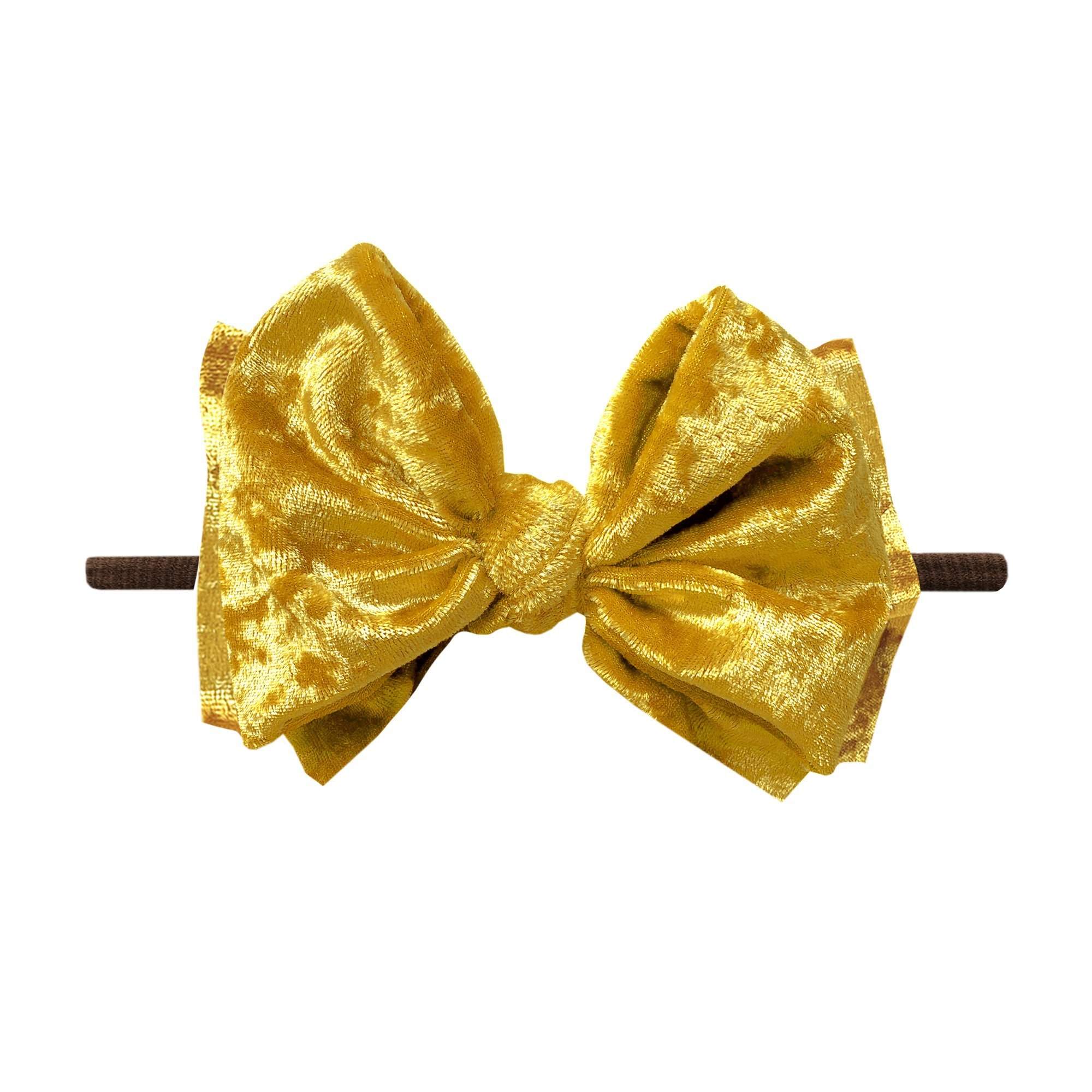 Soft Nylon Skinny Headband Velvet FAB-BOW-LOUS One Size: brown/crushed medallion-Baby Bling Bows