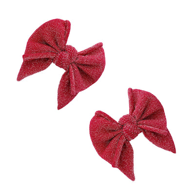 2PK METALLIC BABY DEB CLIPS: red
