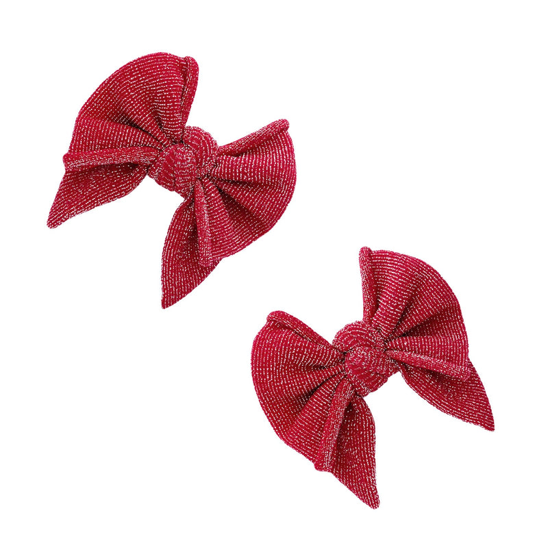 2PK METALLIC BABY DEB CLIPS: red